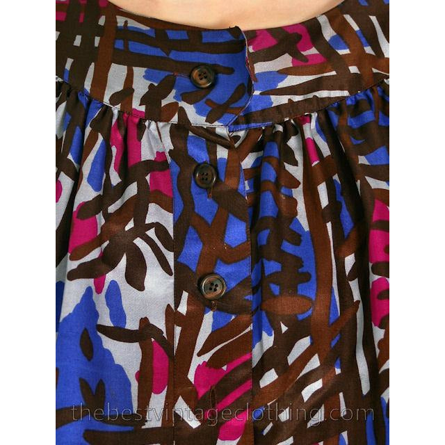 Vintage Yves St Laurent Riva Gauche Silk Dress Purple Abstract L Women's,New Arrivals Yves St. Laurent