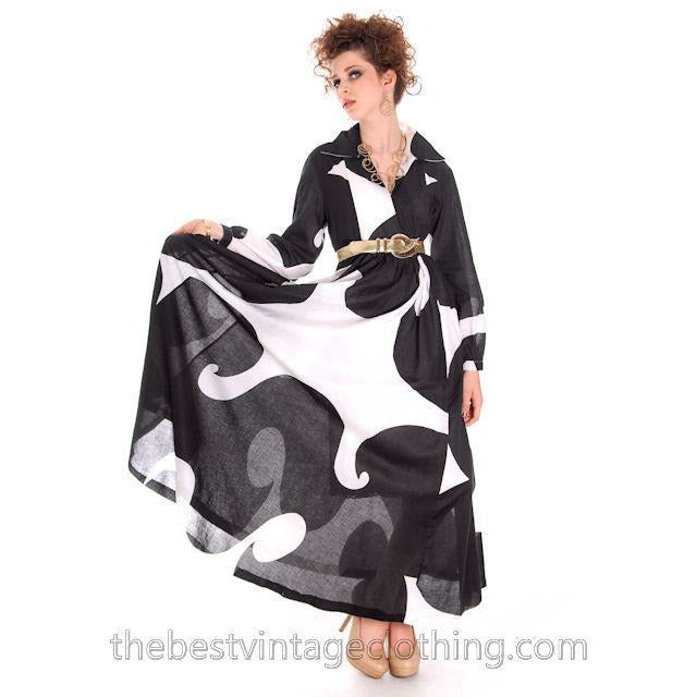 Dramatic Vintage 1960s Marimekko Graphic Tent Dress Black & White S marimekko marimekko