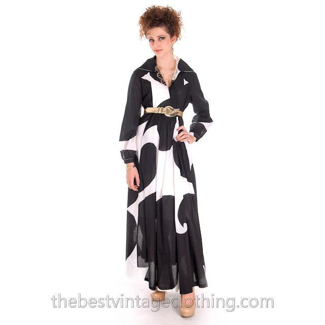 Dramatic Vintage 1960s Marimekko Graphic Tent Dress Black & White S marimekko marimekko