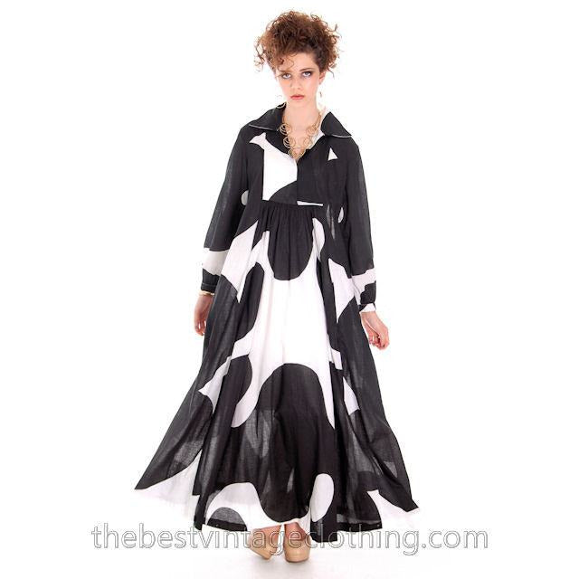 Dramatic Vintage 1960s Marimekko Graphic Tent Dress Black & White S marimekko marimekko
