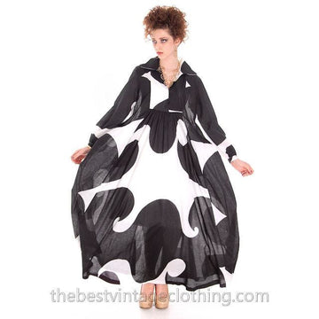 Dramatic Vintage 1960s Marimekko  Graphic Tent Dress Black & White S - The Best Vintage Clothing
 - 1