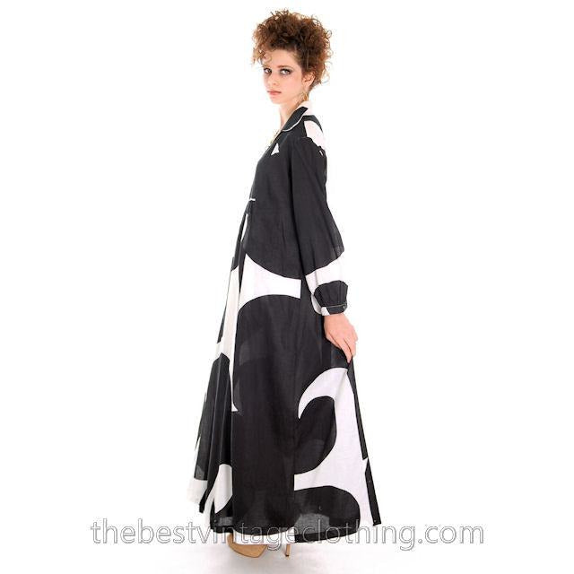 Dramatic Vintage 1960s Marimekko Graphic Tent Dress Black & White S marimekko marimekko