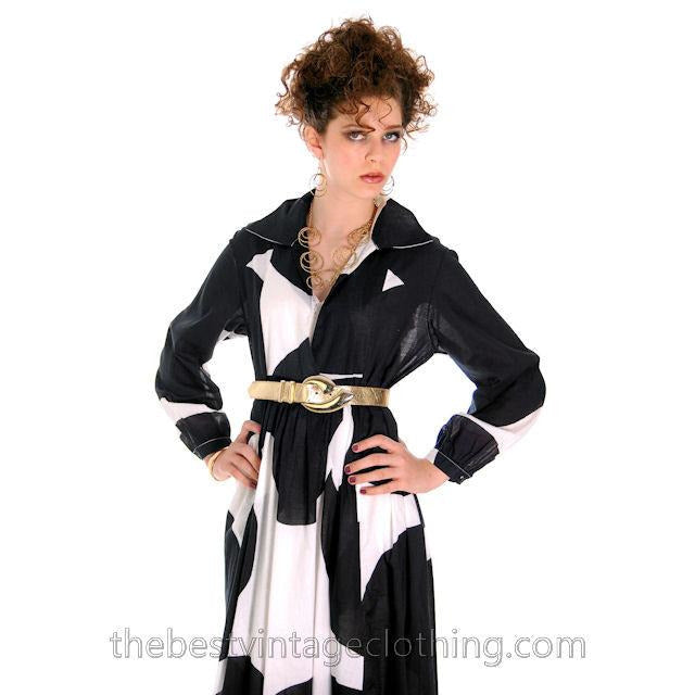 Dramatic Vintage 1960s Marimekko Graphic Tent Dress Black & White S marimekko marimekko