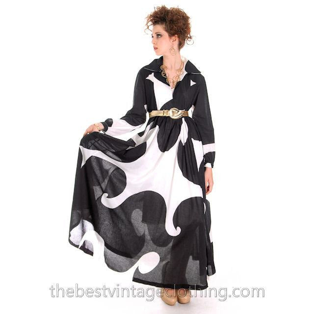 Dramatic Vintage 1960s Marimekko Graphic Tent Dress Black & White S marimekko marimekko
