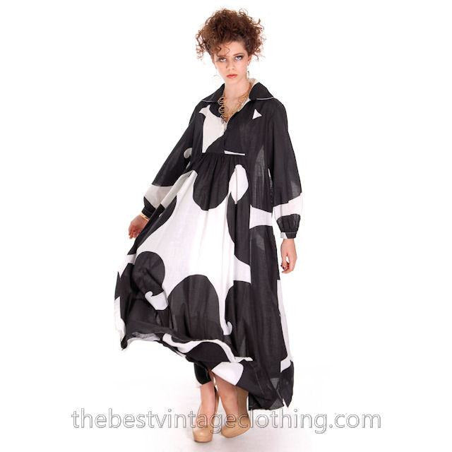 Dramatic Vintage 1960s Marimekko Graphic Tent Dress Black & White S marimekko marimekko