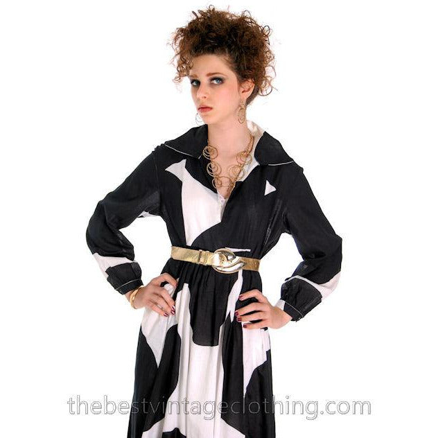 Dramatic Vintage 1960s Marimekko Graphic Tent Dress Black & White S marimekko marimekko
