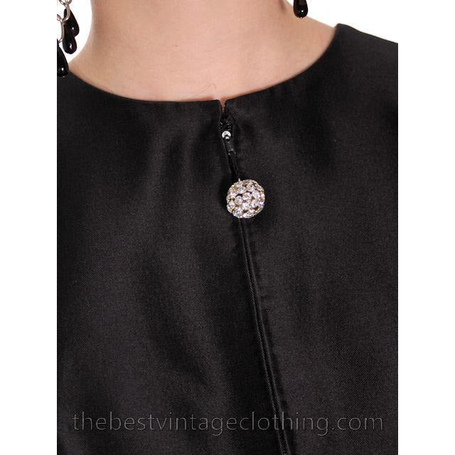 Vintage Black Silk Cocktail Gown Schiaparelli Couture 1960s Paris Medium Women's,Vintage Clothing Archives Schiaparelli