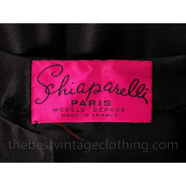 Vintage Black Silk Cocktail Gown Schiaparelli Couture 1960s Paris Medium Women's,Vintage Clothing Archives Schiaparelli