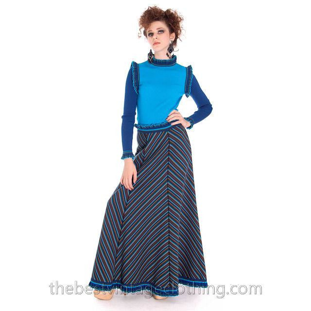 Vintage Avagolf Wool Knit Sweater Skirt Set 1970s Electric Blue Medium Women's,New Arrivals Avagolf