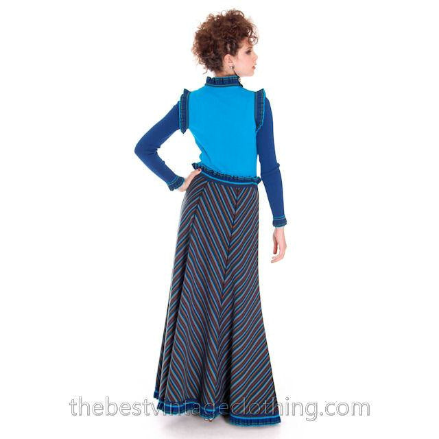 Vintage Avagolf Wool Knit Sweater Skirt Set 1970s Electric Blue Medium Women's,New Arrivals Avagolf