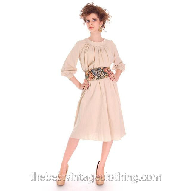 Vintage Vuokko Nurmesniemi Peasant Dress Ivory Linen 1960s S marimekko Vuokko