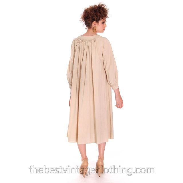 Vintage Vuokko Nurmesniemi Peasant Dress Ivory Linen 1960s S marimekko Vuokko