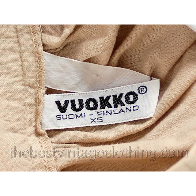 Vintage Vuokko Nurmesniemi Peasant Dress Ivory Linen 1960s S marimekko Vuokko