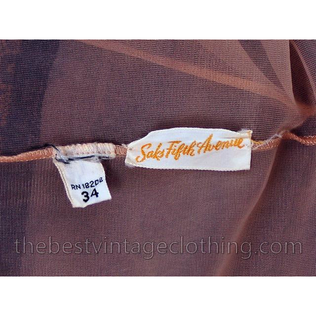 Vintage Nylon 2PC Peignoir Saks Fifth Ave Black 1950s Sheer Lucie Like M The Best Vintage Clothing