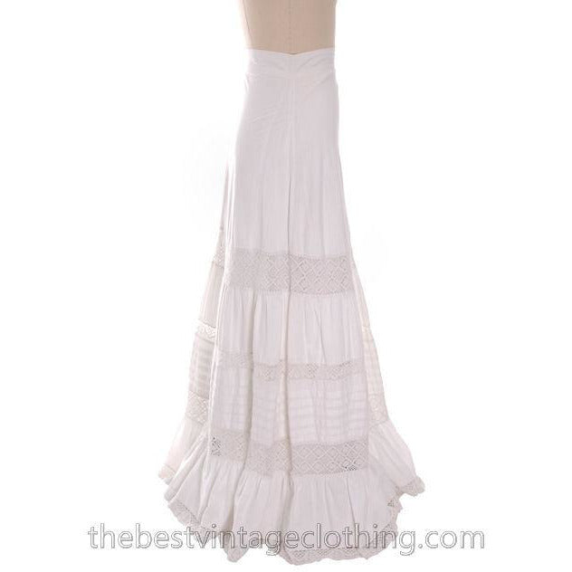Antique Victorian White Petticoat Skirt Fancy Crocheted Lace 25 Waist Women's,New Arrivals The Best Vintage Clothing