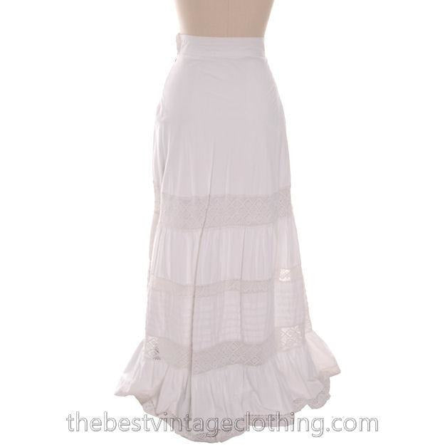 Antique Victorian White Petticoat Skirt Fancy Crocheted Lace 25 Waist Women's,New Arrivals The Best Vintage Clothing