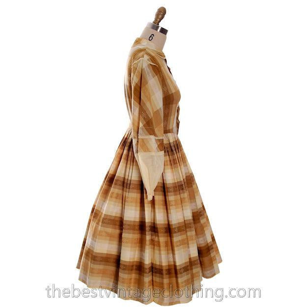 Vintage 1950s Day Dress Susan Evans Cotton Madras Plaid Full Skirt 34-26-Free Small Women's,New Arrivals The Best Vintage Clothing
