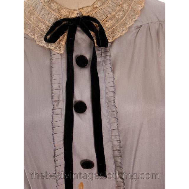Vintage Antique Dress 1912- 1918 Silk Dress Edwardian Silver Large Titanic Era Damaged dress The Best Vintage Clothing