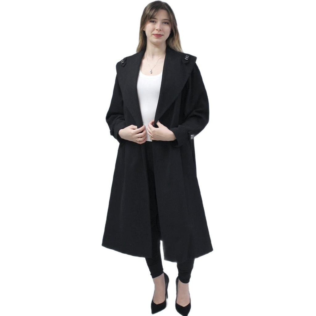 Womens Black Wool Swing Coat 1940s 1950s M-L Fab Bakelite Ornaments Morris coat The Best Vintage Clothing
