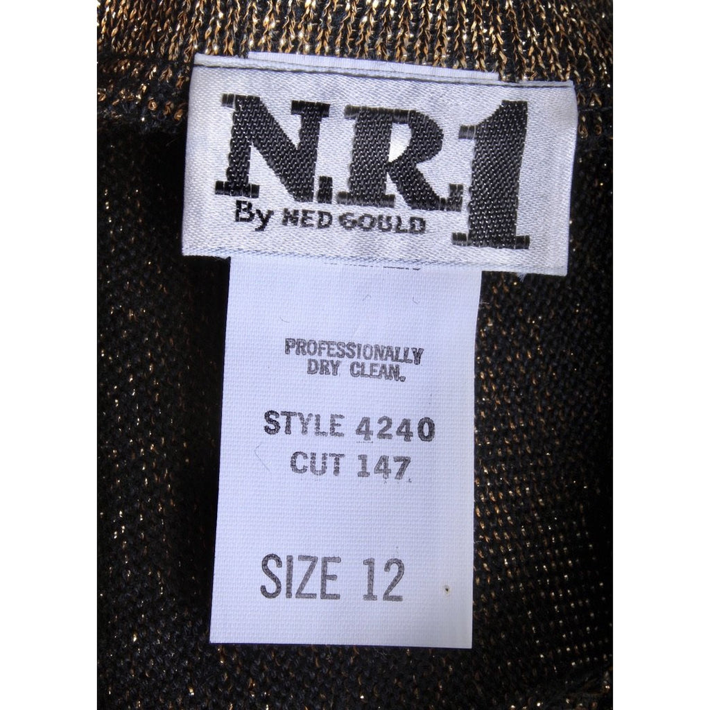 NWT 1980s Ned Gould Gold Metallic Knit Sack Dress Disco Glam Studio 54 M/L dress Ned Gould