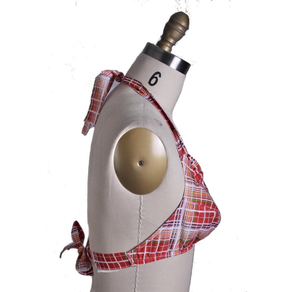 Vintage Halter Top Red Plaid Womens XS 1970s top The Best Vintage Clothing