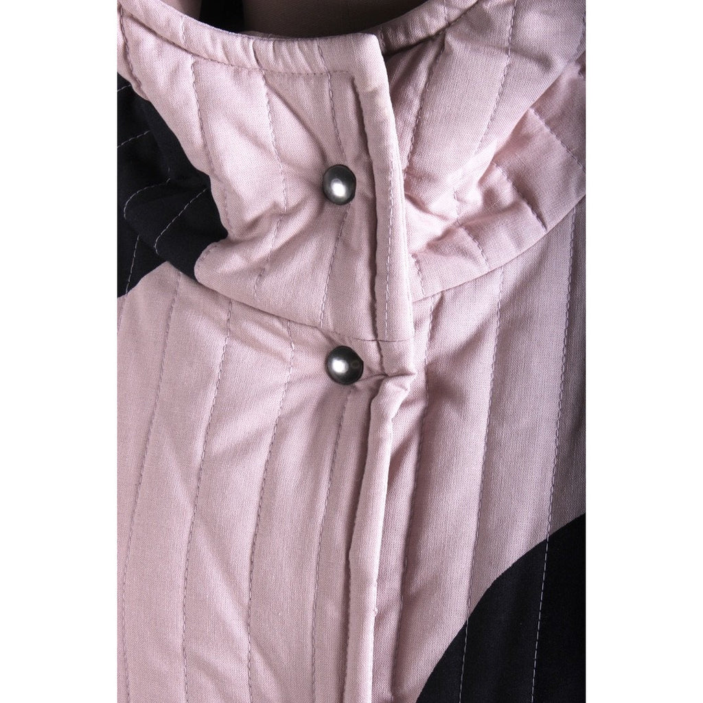 Vintage Vuokko Huge Polka Dot Cotton Quilted Womens Hooded Coat Snap Front Mod XS/S marimekko Vuokko