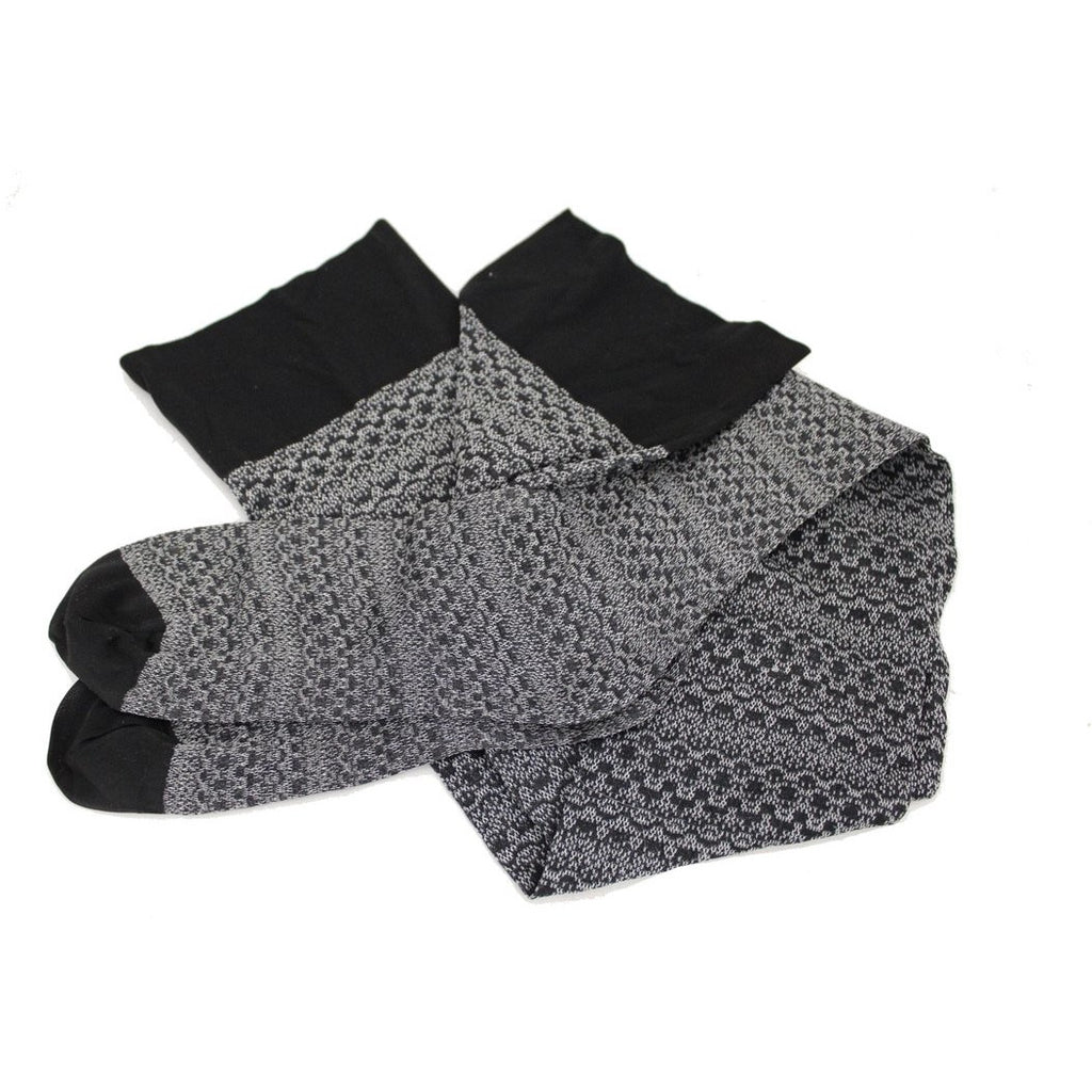 Vintage Patterned Thigh High Stockings 1960s-70s O/S Black & White Accessories The Best Vintage Clothing