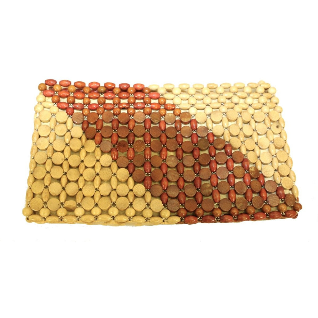 Vtg Wood Bead Clutch Bag 1970s Tan, Brown, Rust purse The Best Vintage Clothing