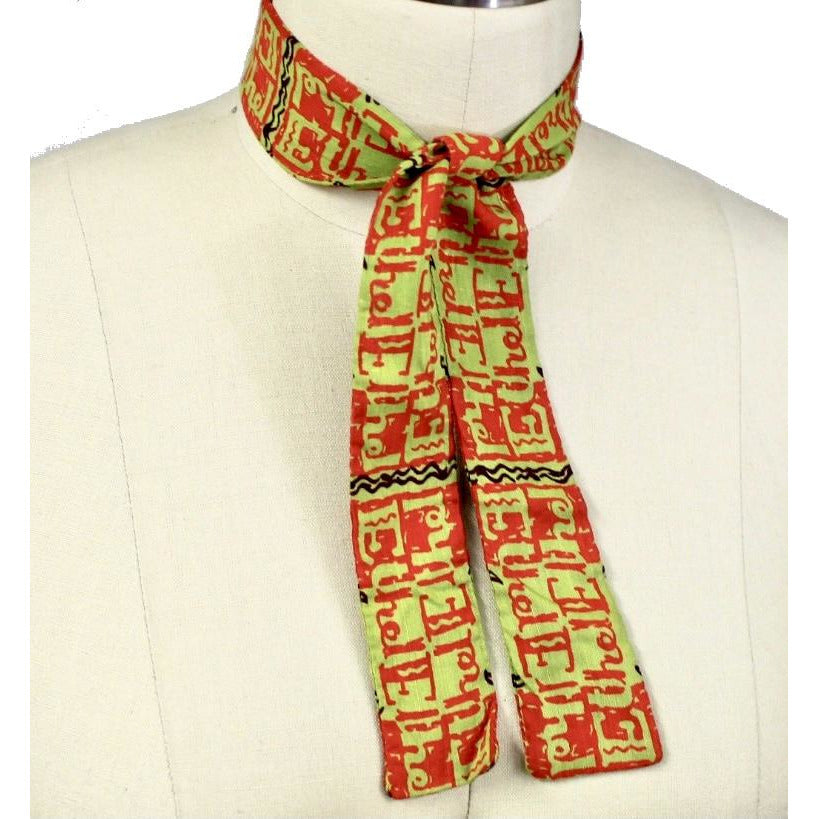 Ethel Lost Her Scarf Tie! 1950s Rayon Orange Green The Best Vintage Clothing