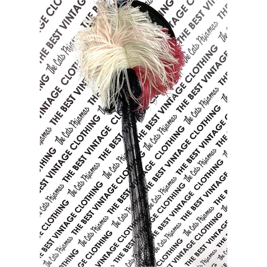 VTG Hattie Carnegie Hat Fascinator Pink White Feathers 1940s Doll Hat O/S The Best Vintage Clothing