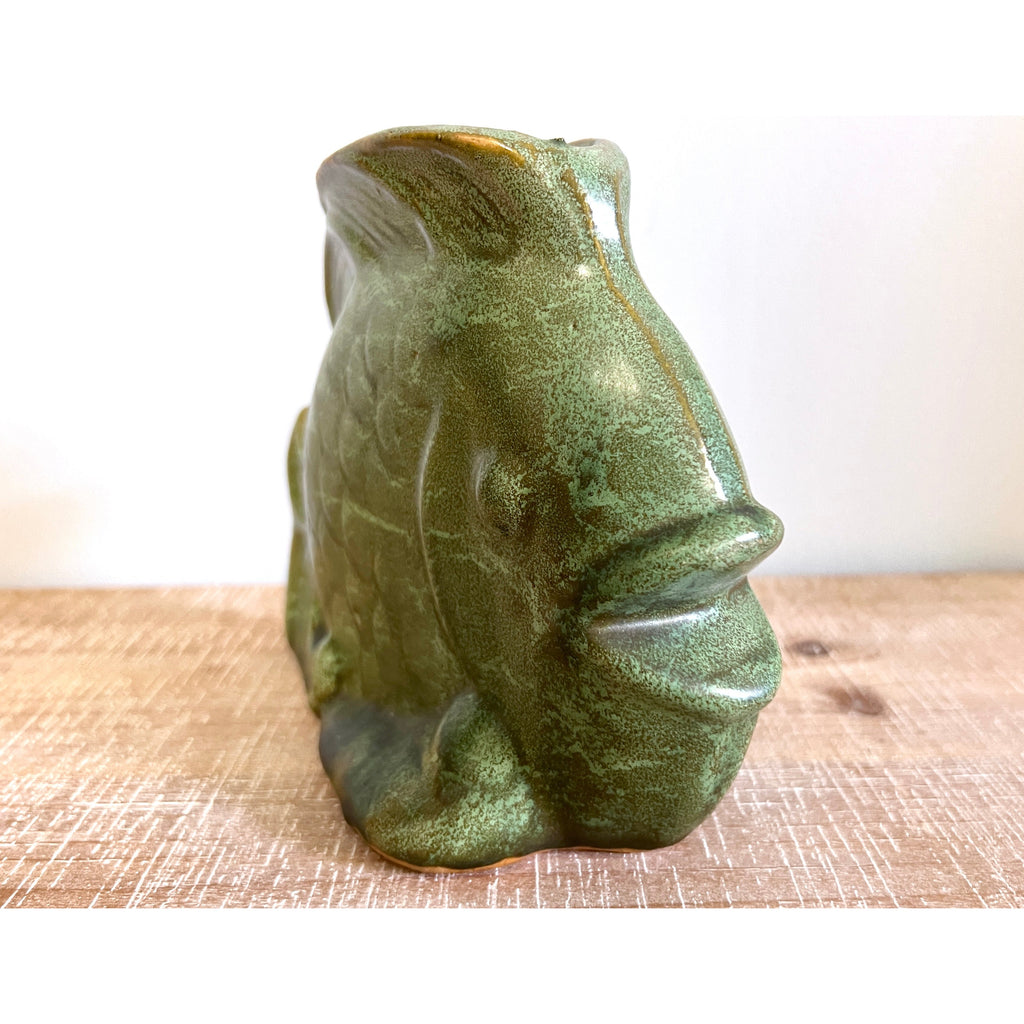 Vintage Mid-Century MCM Pottery Fish Green Whimsical 1950s The Best Vintage Clothing