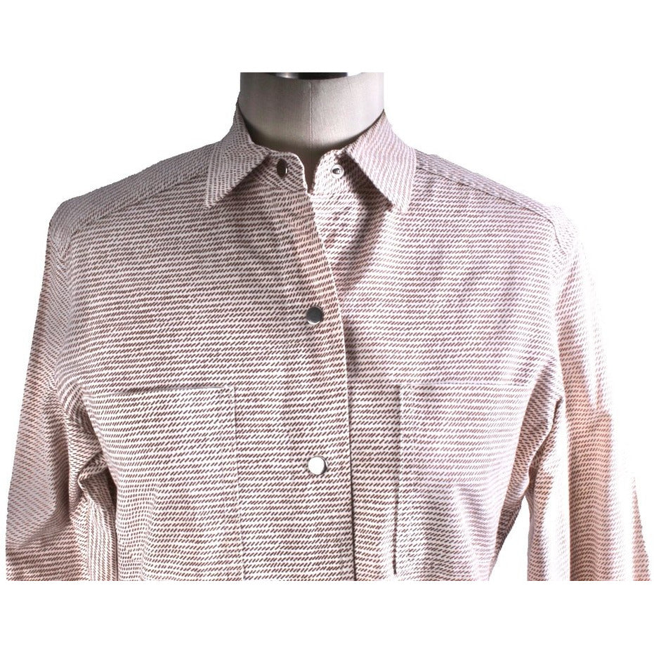 Vintage Vuokko Finnish Designer Shirt Brown & White Dash Stripes Sz 34 Late 1960s marimekko The Best Vintage Clothing