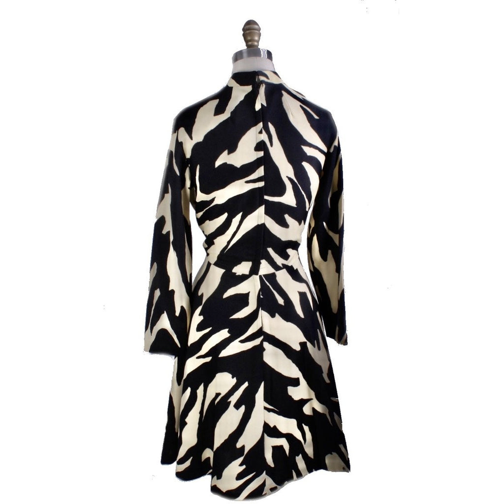 Vintage Knit Dress 1970s Poly Knit Dress Womens M/L Black/Ivory Women's,New Arrivals The Best Vintage Clothing