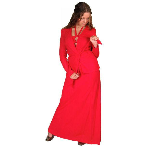Vintage Red Halter Maxi Dress/Jacket Young Edwardian 1970S 34-30-44 Cart2cart Young Edwardian