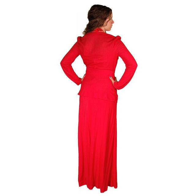 Vintage Red Halter Maxi Dress/Jacket Young Edwardian 1970S 34-30-44 Cart2cart Young Edwardian