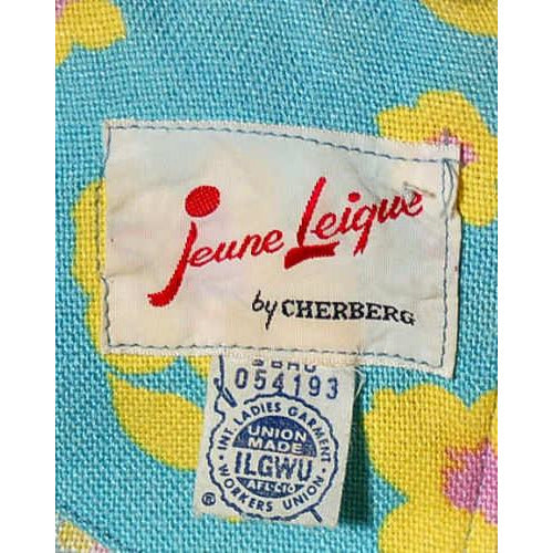 Vtg 60s 70s Mod Mini Dress Linen Print Jeune Leique XS Blue Yellow Floral Cart2cart The Best Vintage Clothing