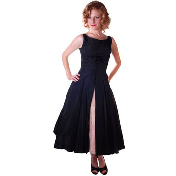 Vintage Black Dress Taffeta W/Pink Tulle Peekaboo Petticoat 1950S  32-24-Free - The Best Vintage Clothing
 - 1