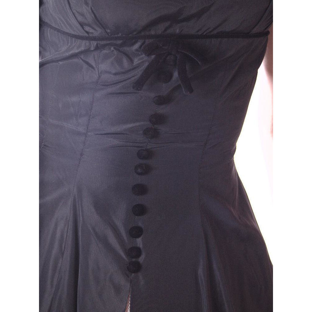 Vintage Black Dress Taffeta W/Pink Tulle Peekaboo Petticoat 1950S 32-24-Free Cart2cart The Best Vintage Clothing