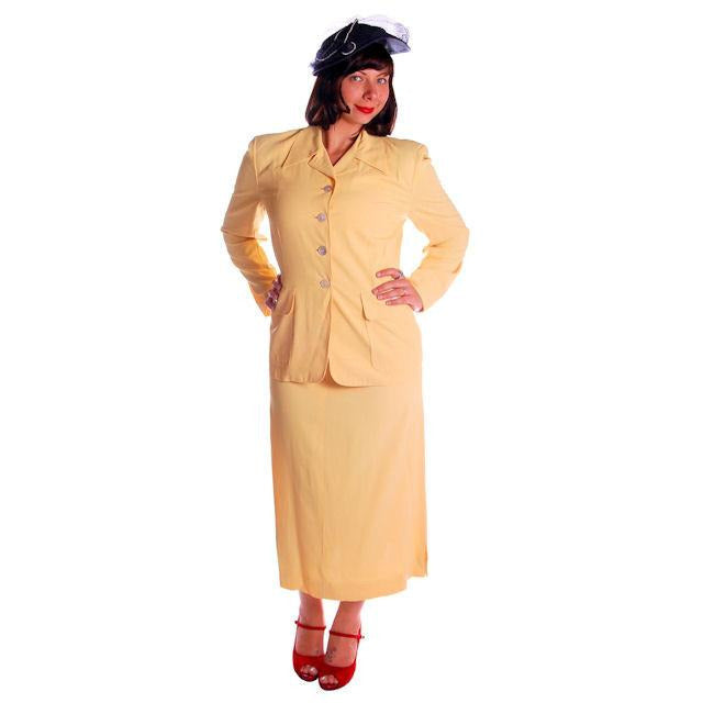 Vintage Yellow Rayon Gabardine Ladies Suit 1940s 41-29-42 Cart2cart The Best Vintage Clothing