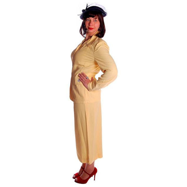 Vintage Yellow Rayon Gabardine Ladies Suit 1940s 41-29-42 Cart2cart The Best Vintage Clothing