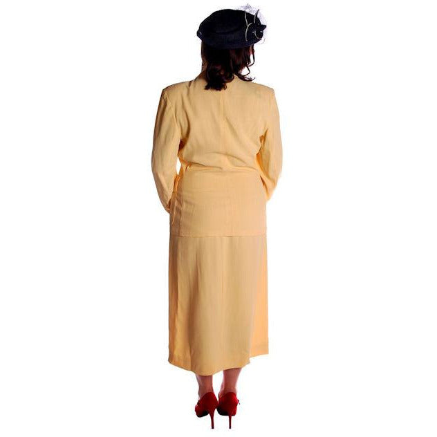 Vintage Yellow Rayon Gabardine Ladies Suit 1940s 41-29-42 Cart2cart The Best Vintage Clothing