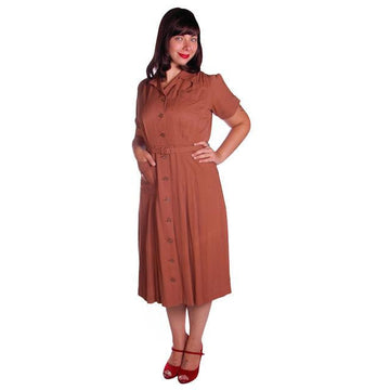 Vintage Brown Rayon Day Dress 1940s Activi-tee 40-31-40 - The Best Vintage Clothing
 - 1