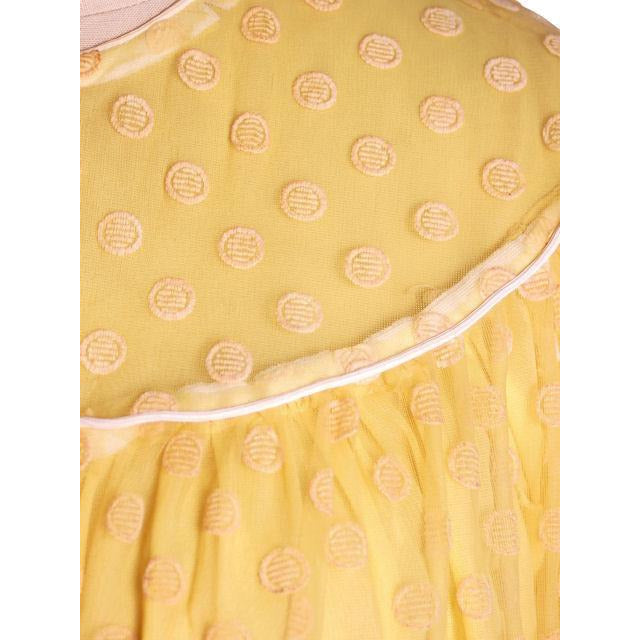 Vintage Baby Doll Nighty Yellow Polka Dot FLocked Nylon 1970s Small Women's,On Sale The Best Vintage Clothing