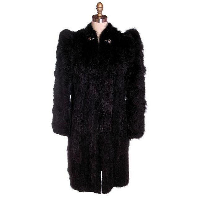 Vintage Ladies Coat Black Skunk  Fur  1930s Big Shoulders Small - The Best Vintage Clothing
 - 1