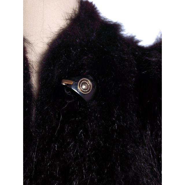 Vintage Ladies Coat Black Skunk Fur 1930s Big Shoulders Small Women's The Best Vintage Clothing