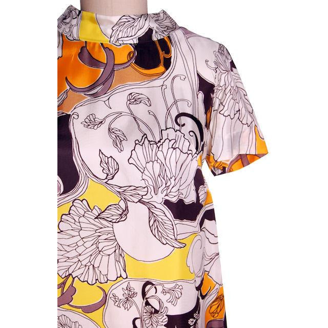 Vintage Maxi Dress Great Op Art Print 1960s Saks Fifth Ave 42 Bust Women's vendor-unknown