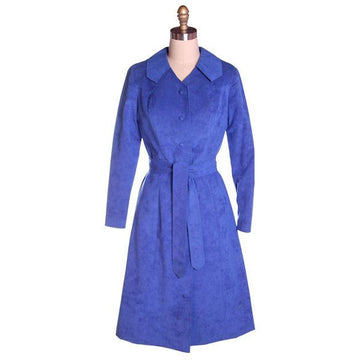 Vintage Ultra Suede Ladies Spring Coat/Dress  Bright Blue 1970s Small - The Best Vintage Clothing
 - 1