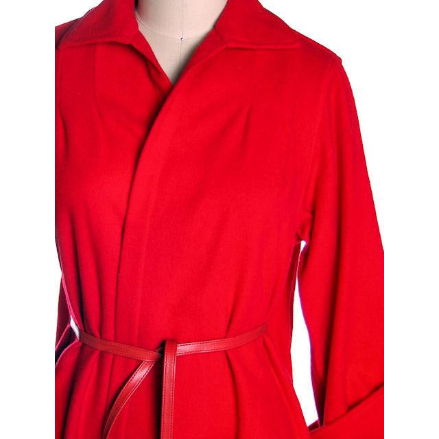 Vintage Red Wool Lightweight Coat Ladies Unique Belting 1950s Women's,New Arrivals The Best Vintage Clothing