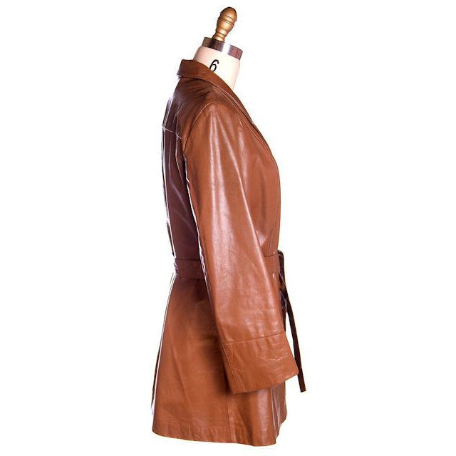 Vintage Ladies Trench Coat Leather Avanti 1970s Sz Small Women's,New Arrivals Avanti