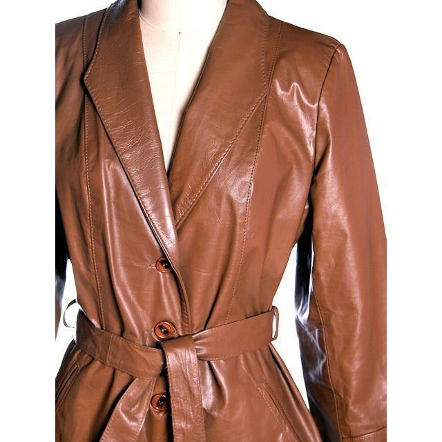 Vintage Ladies Trench Coat Leather Avanti 1970s Sz Small Women's,New Arrivals Avanti